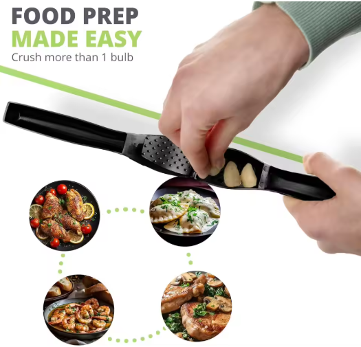 Premium Zinc Alloy Garlic Crusher Matt Black Garlic Press